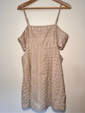 Alter’d State Embroidered Off Shoulder Mini Dress XL Beige Boho Cottagecore